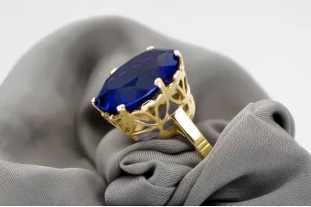 Zafiro Oro amarillo de 14 quilates Anillo Estilo vintage vrc130y